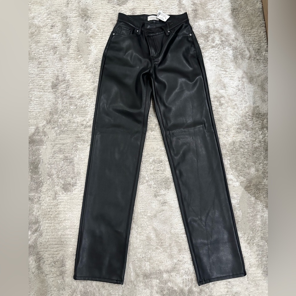 Faux black leathered pants